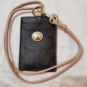 Coach Peyton Signature Lanyard in Brown
